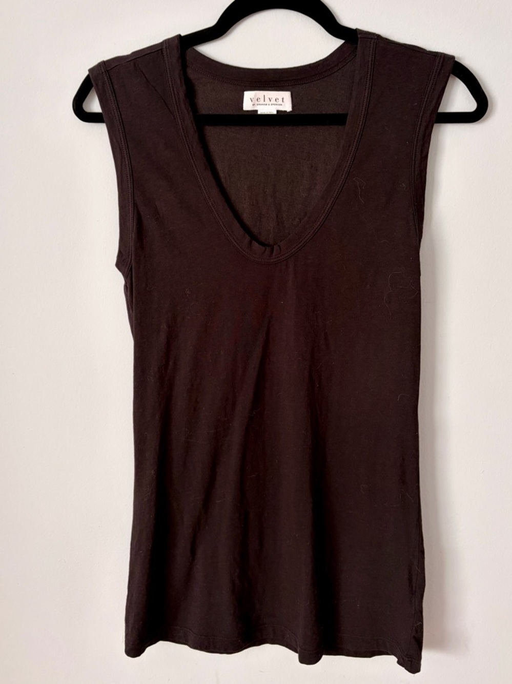 Velvet by Graham & Spencer Estina Tank Black Cotton Stretch Size L